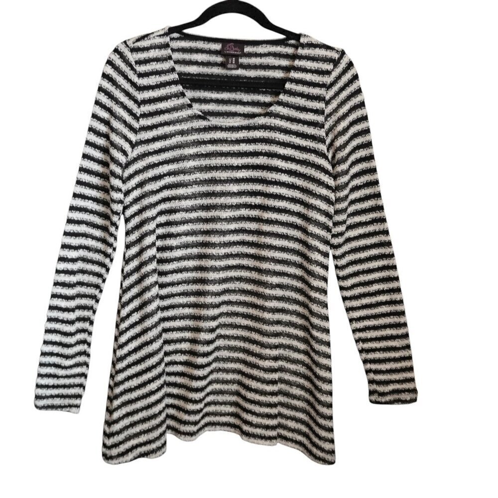 Oh Baby by Motherhood Long Sleeve Black White Striped Maternity Sweater